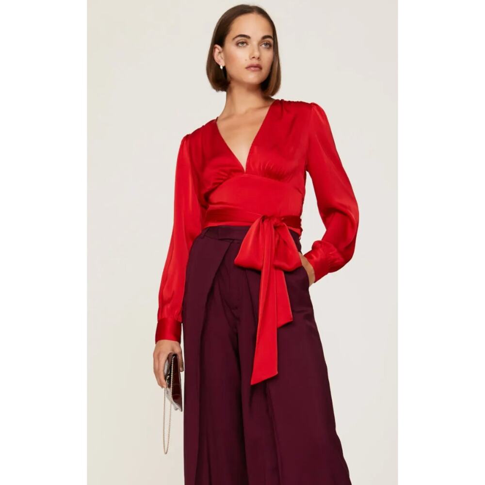 Marissa Webb - Tie Waist Satin Top - Size 6